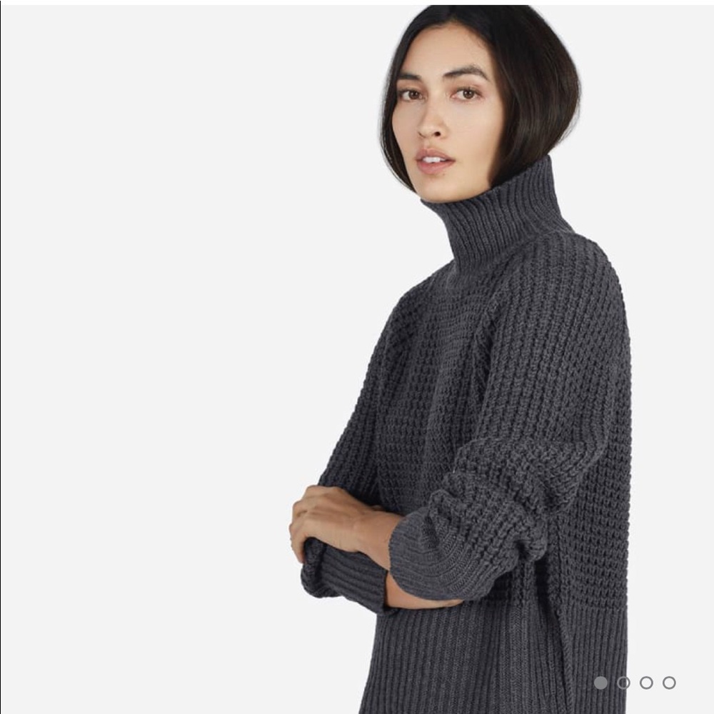 Everlane Charcoal Gray Chunky Ribbed Turtleneck Sweater